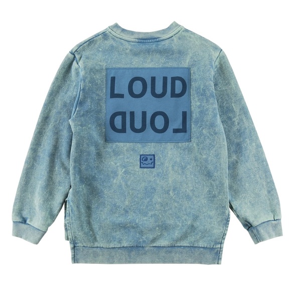 Loud Apparel Marbled Blue Bay Record Sweatshirt - Size 6Y - Picture 2 of 5
